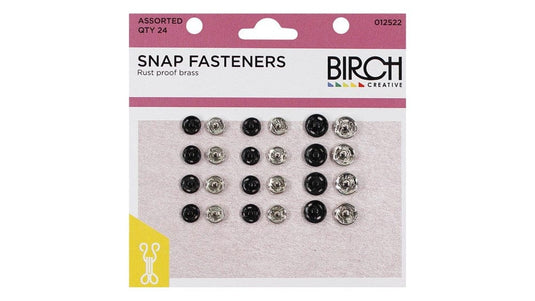 Birch Snap Fasteners Nickel & Black (24 Pack)