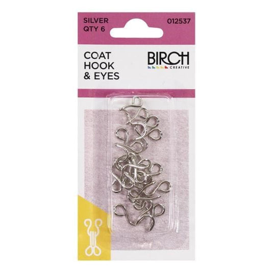 Birch Large Coat Hooks & Eyes (6 Pack)