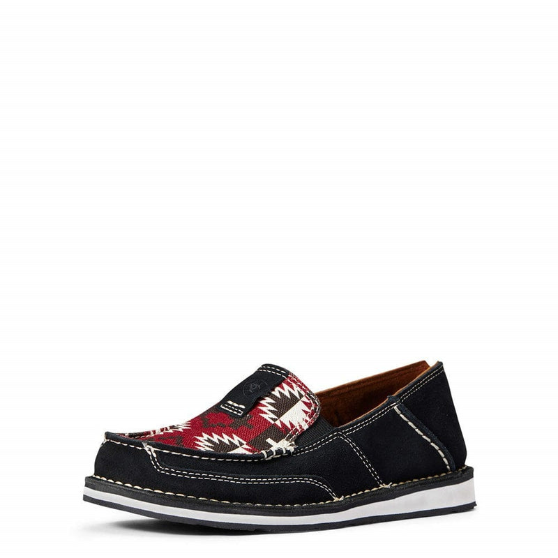 Load image into Gallery viewer, Ariat Womens Cruiser - Black Suede/Red Aztec Print
