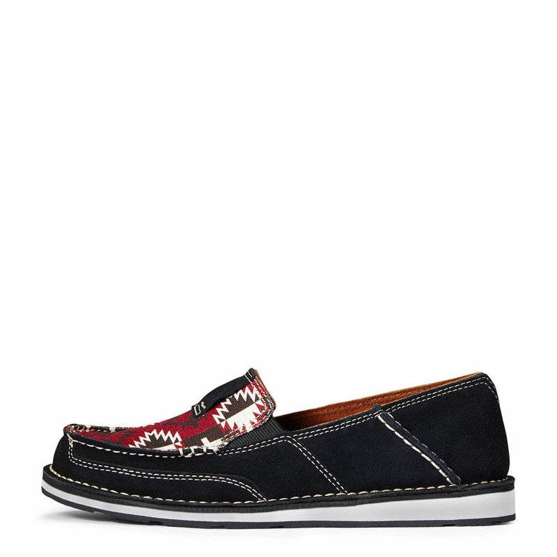 Load image into Gallery viewer, Ariat Womens Cruiser - Black Suede/Red Aztec Print
