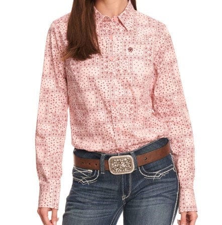 Ariat Womens Real Kirby Stretch Long Sleeve Shirt - Coral Blush