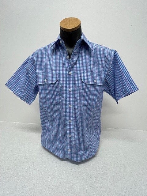Load image into Gallery viewer, Bisley Mens Blue Small Check Shirt
