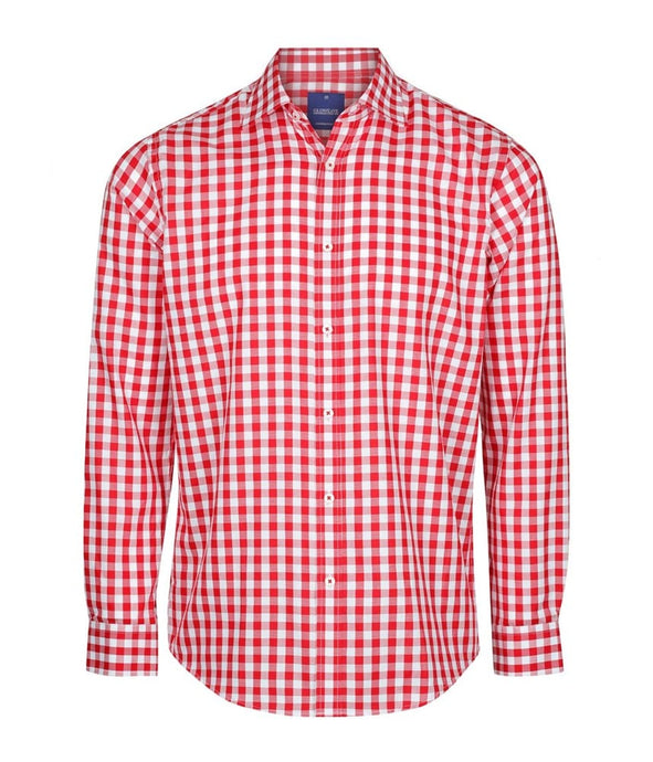 Gloweave Mens Oxford Check Long Sleeve Shirt - Red