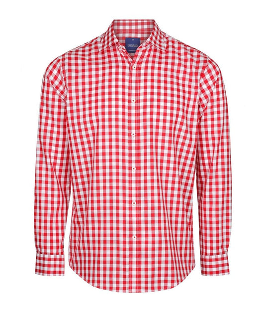 Gloweave Mens Oxford Check Long Sleeve Shirt - Red