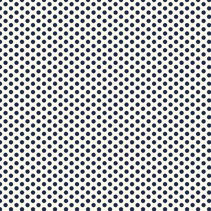 Devonstone Collection Polked Polka Dots - Navy Dots on White - 1m