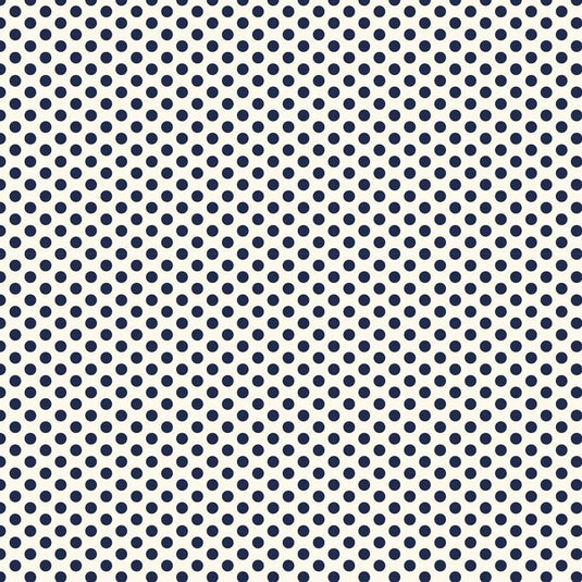 Devonstone Collection Polked Polka Dots - Navy Dots on White - 1m