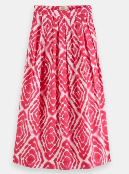 Scotch & Soda Womens Tie Dyed Printed Midi Skirt