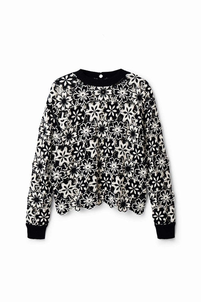 Load image into Gallery viewer, Desigual Womens Flower Crochet Pullover
