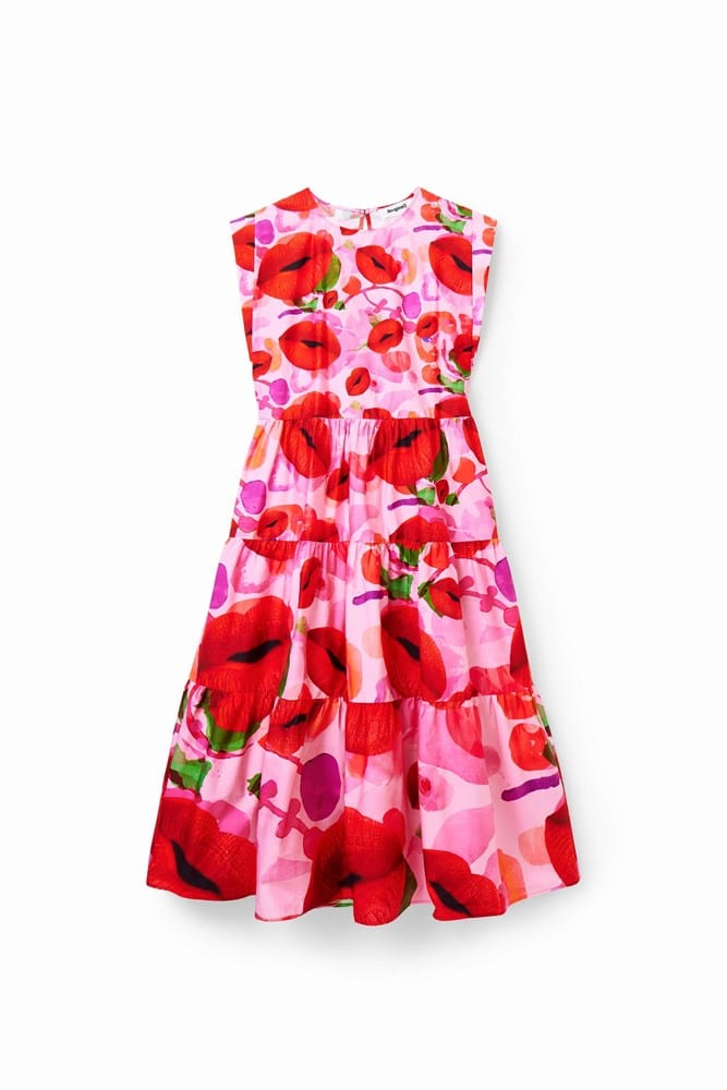 Load image into Gallery viewer, Desigual Womens Sleeveless Tiered Dress - Rosa
