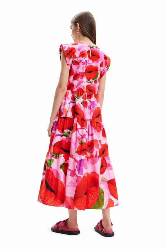 Desigual Womens Sleeveless Tiered Dress - Rosa