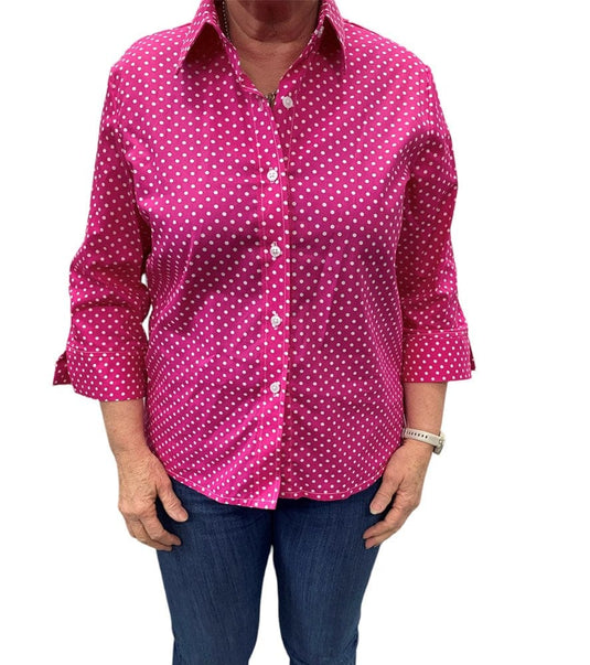 Country Classic Collection Womens 3/4 Sleeve Spot Blouse
