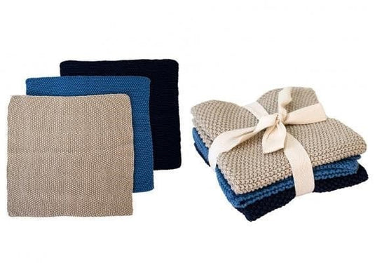 Ladelle Eco Knitted Blue Dishcloth 3 Pack