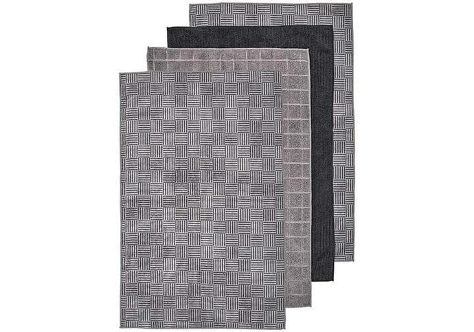 Ladelle Benson Microfibre 4 Pack Kitchen Towel - Charcoal