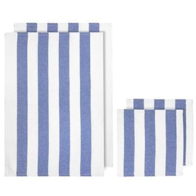 Ladelle Stripe 4 Piece Kitchen Towel & Dishcloth