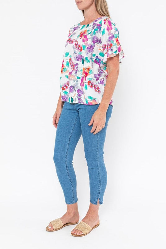 Jump Womens Painterly Floral Top