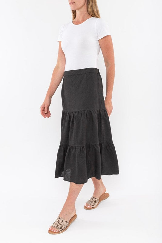 Jump Womens Tiered Linen Skirt