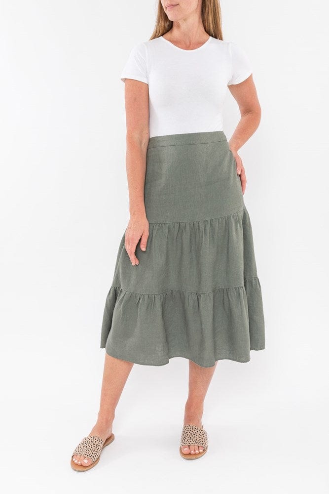 Load image into Gallery viewer, Jump Womens Tiered Linen Skirt
