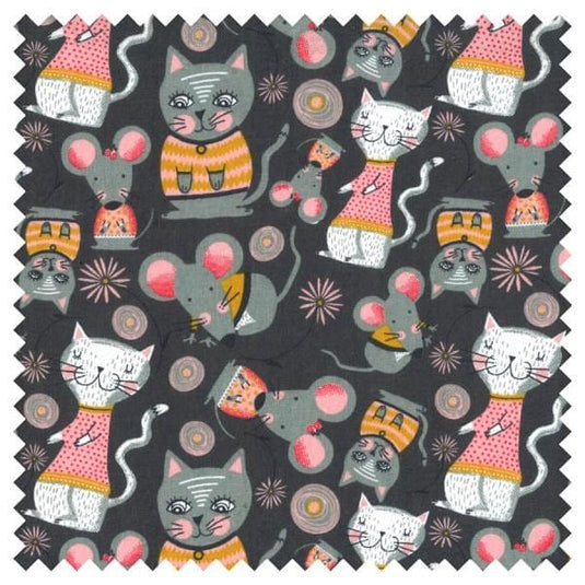 Birch Kitty Garden Fabric - Cats & Mice - 1m