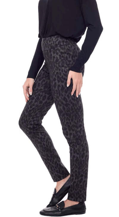 Load image into Gallery viewer, Up Pants - Womens Cheetah Ponte Full-Length Slim Pant
