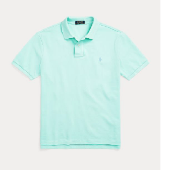 Ralph Lauren Mens Custom Slim Fit Striped Mesh Polo Shirt -  Primary Green Multi