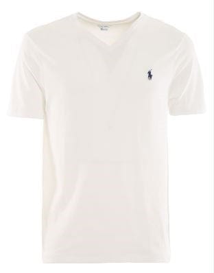 Ralph Lauren Mens Custom Slim Fit Jersey V-Neck T-Shirt - White