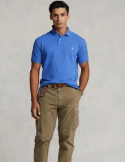 Ralph Lauren Mens Custom Slim Fit Mesh Polo Shirt - Maidstone Blue