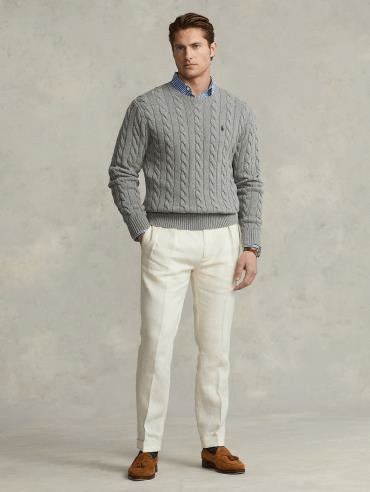 Ralph Lauren Mens Cable Knit Cotton Sweater