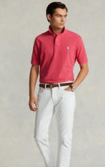 Ralph Lauren Mens Custom Slim Fit Mesh Polo Shirt - Hot Pink