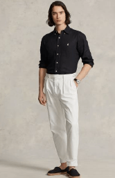 Ralph Lauren Mens Custom Fit Linen Shirt - Polo Black