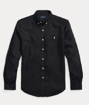 Load image into Gallery viewer, Ralph Lauren Mens Custom Fit Linen Shirt - Polo Black
