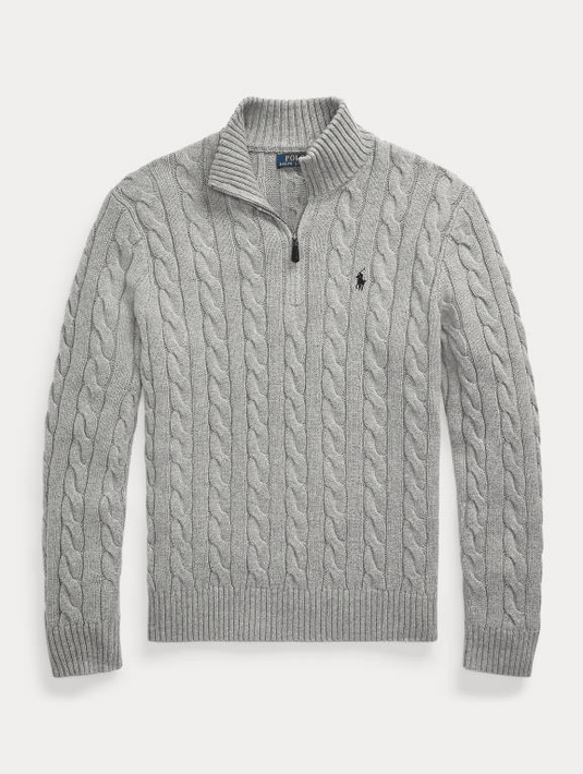 Ralph Lauren Mens Cable Knit Quarter Zip Sweater