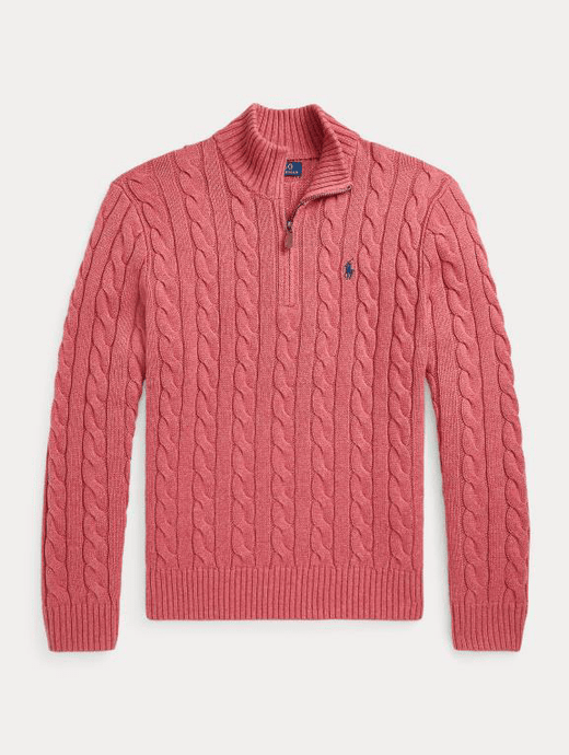Ralph Lauren Mens Cable Knit Quarter Zip Sweater
