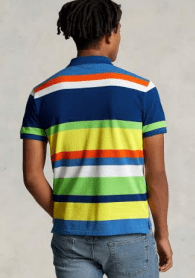Ralph Lauren Mens Custom Slim Fit Striped Mesh Polo Shirt - Heritage Royal Multi