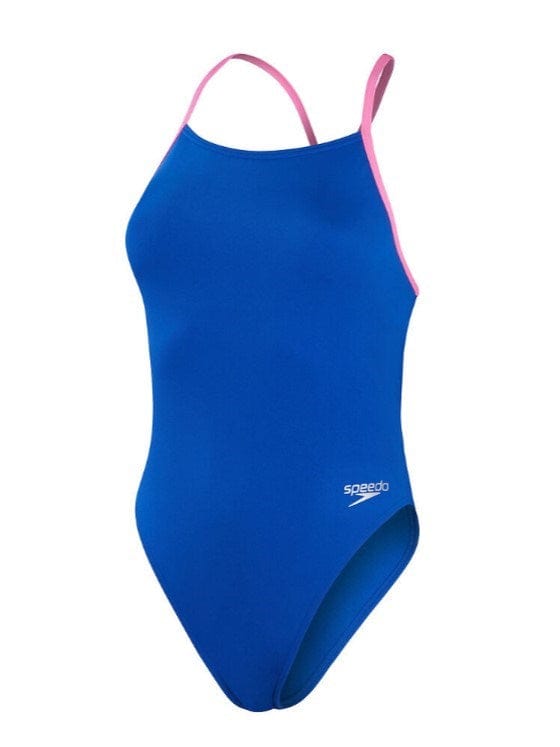 Load image into Gallery viewer, Speedo Womens Solid Lattice Back One Piece
