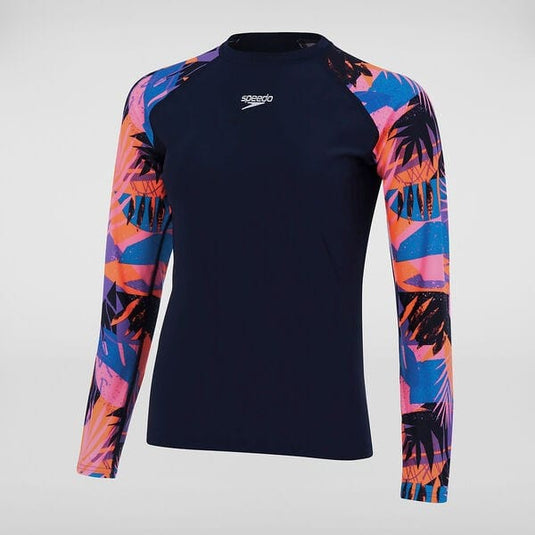 Speedo Womens Printed Long Sleeve Swim Tee