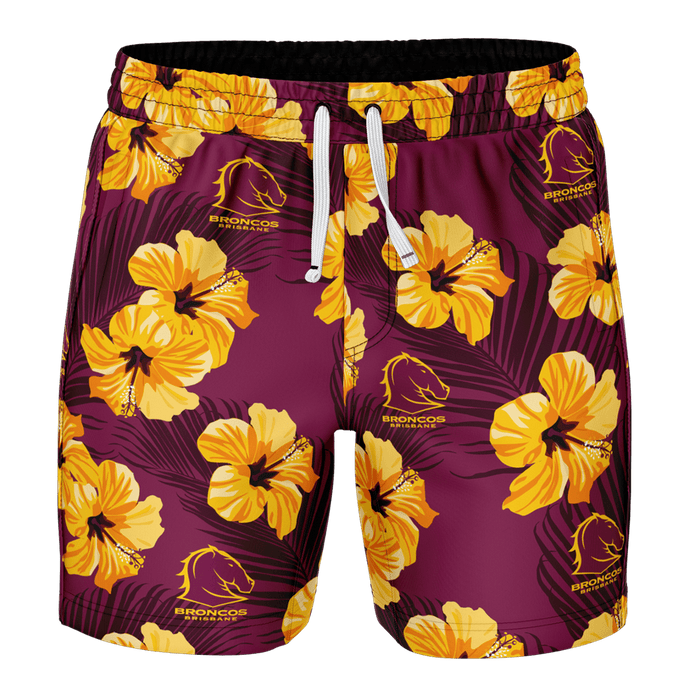 NRL Mens Aloha Volley Swim Shorts - Broncos