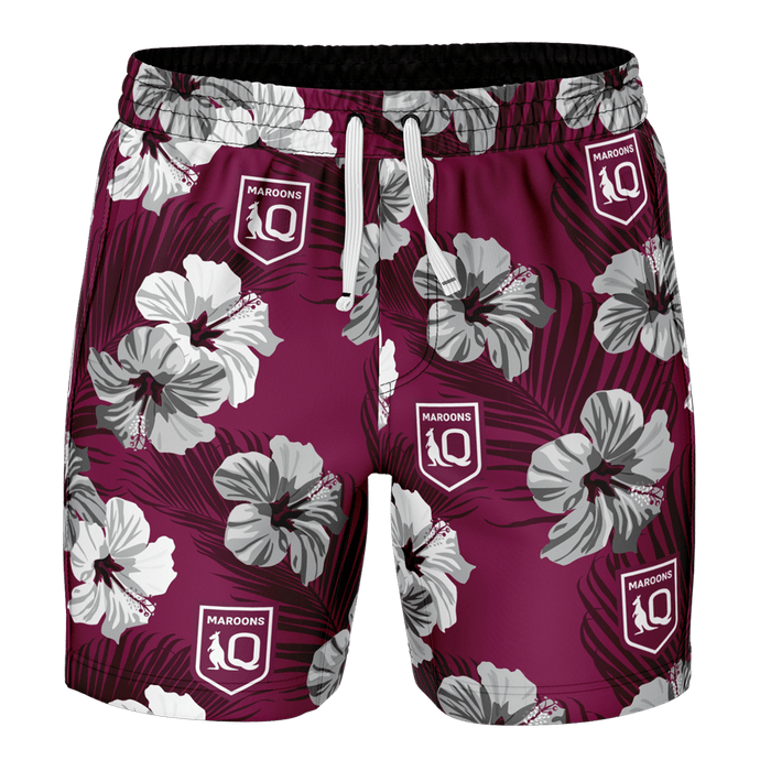 NRL Mens Aloha Volley Swim Shorts - Qld Maroons