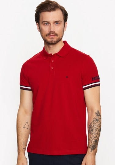 Tommy Hilfiger Mens Monotype Slim Fit Polo