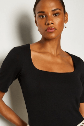 Sass Womens Aubrey Square Neck Short Sleeve Top