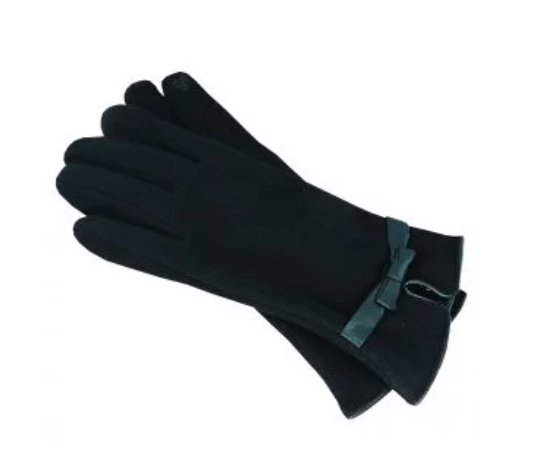 Load image into Gallery viewer, Avenel Womens Polyester Stretch Glove With Faux Leather Bind + Bow
