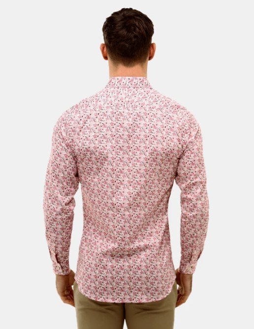 Brooksfield Mens Floral Print Slim Fit Dress Shirt