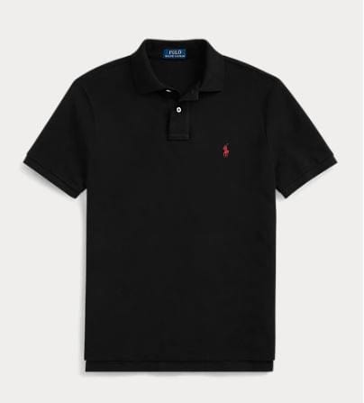 Ralph Lauren Men Custom Slim Fit Mesh Polo Shirt - Black