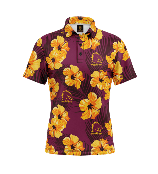 NRL Mens Aloha Golf Polo Shirt - Broncos