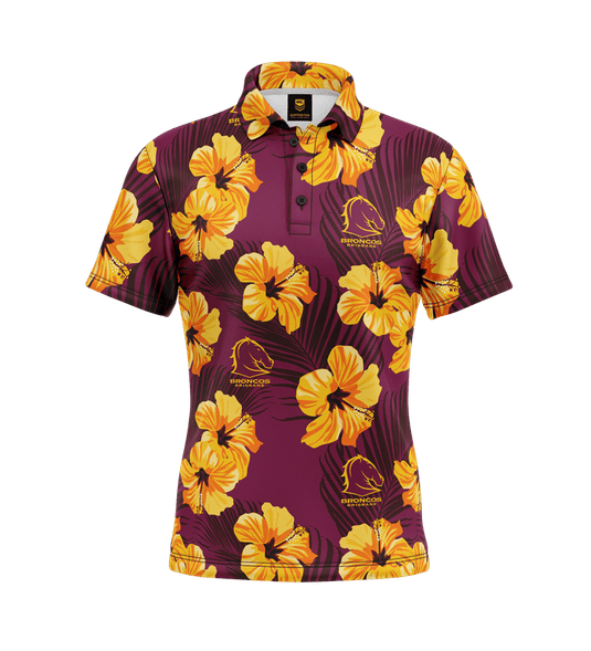 NRL Mens Aloha Golf Polo Shirt - Broncos