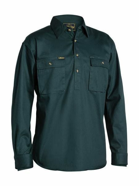 Bisley Closed Front Cotton  Drill Shirt - Long Sleeve