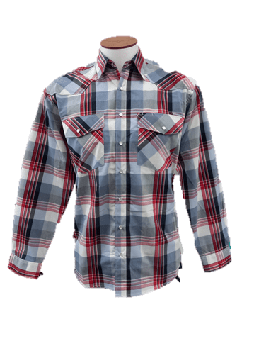 Bisley Mens Western Large Check Shirt - Red