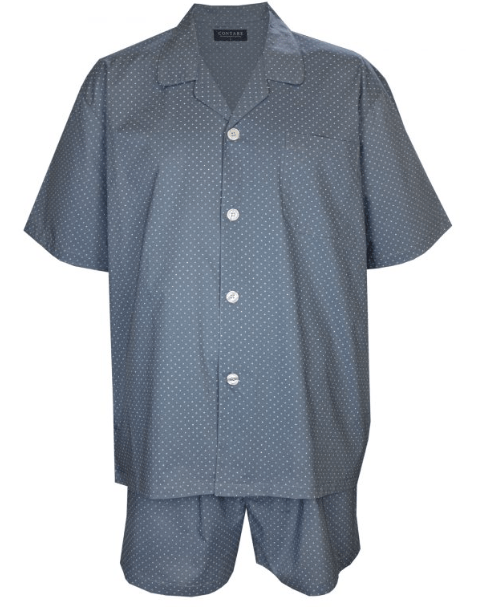Contare Mens Featherweight Cotton - Short Leg Pyjama Set