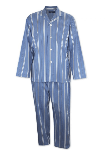 Contare Mens Satin Stripe - Long Leg Pyjama Set