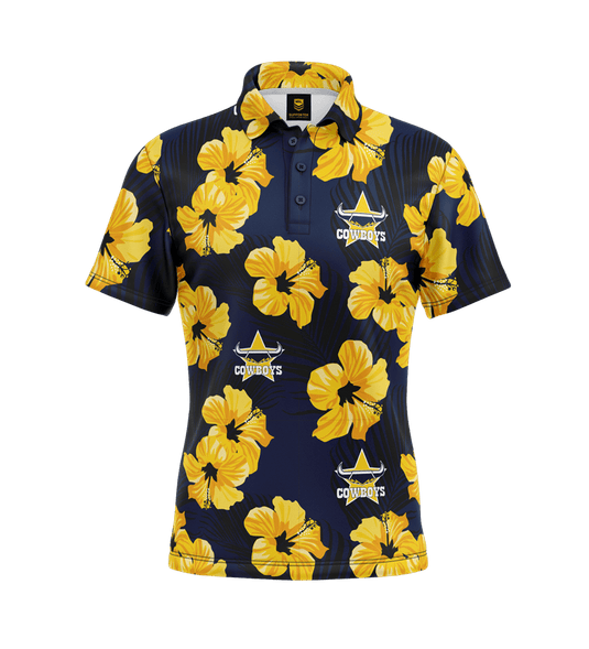 NRL Mens Aloha Golf Polo Shirt - Cowboys