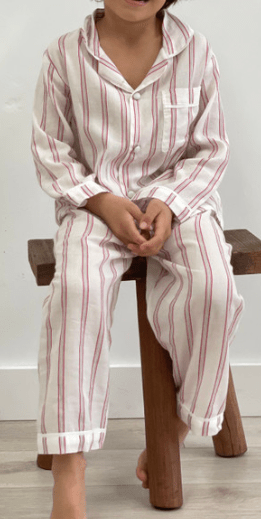 Load image into Gallery viewer, Linens Unlimited Boys Cameron Red Stripes Full PJ Set
